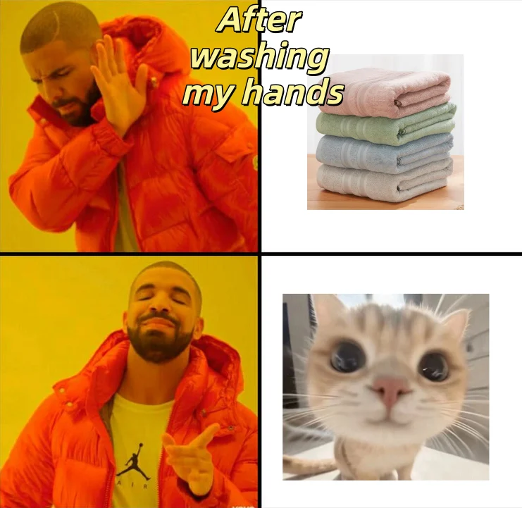 Drake meme washing hands