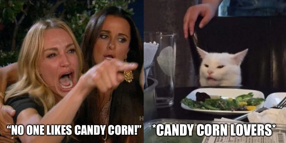 woman yelling at cat meme generator meme candy corn