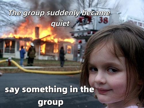 disaster girl meme about group chat